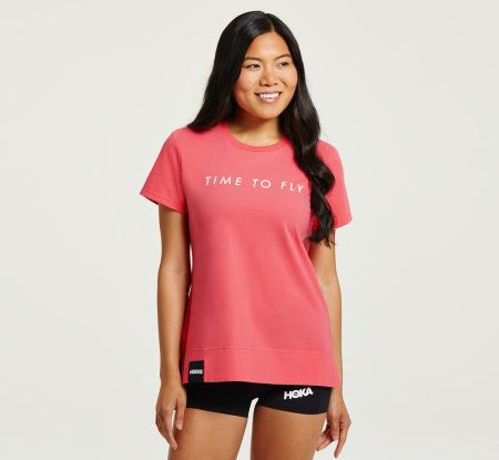 Hoka One One Brand Tee - Top Mulher Rosa / Branco | PT-55VnnD6